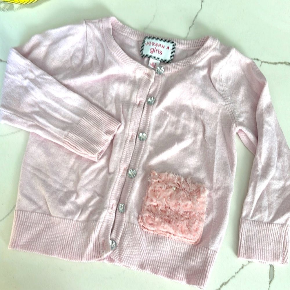 Joseph A. Girls Toddler Rhinestone Pink Button Down Knit Cardigan Sweater 2T